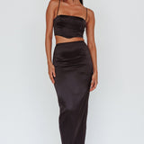Zeina Satin Crop Top Black