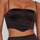 Zeina Satin Crop Top Black