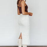 Thalia Pocket Midi Skirt White