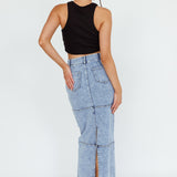 Thalia Pocket Midi Skirt Denim