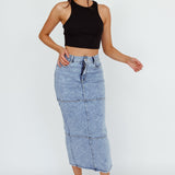 Thalia Pocket Midi Skirt Denim