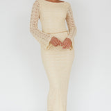 Hyland Open Back Crochet Maxi Dress Oat