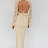 Hyland Open Back Crochet Maxi Dress Oat