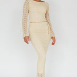 Hyland Open Back Crochet Maxi Dress Oat