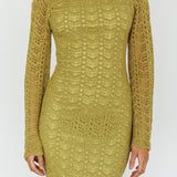 Hyland Open Back Crochet Maxi Dress Olive