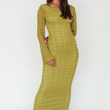 Hyland Open Back Crochet Maxi Dress Olive