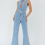 Teigan Heart Back Sleeveless Jumpsuit Light Denim