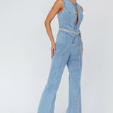 Teigan Heart Back Sleeveless Jumpsuit Light Denim