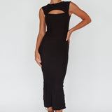 Osaka Lace-Up Back Midi Dress Black