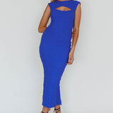 Osaka Lace-Up Back Midi Dress Cobalt