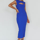 Osaka Lace-Up Back Midi Dress Cobalt