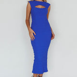 Osaka Lace-Up Back Midi Dress Cobalt