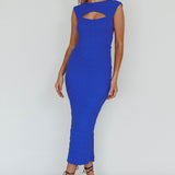 Osaka Lace-Up Back Midi Dress Cobalt