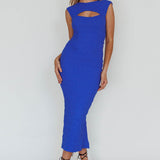 Osaka Lace-Up Back Midi Dress Cobalt