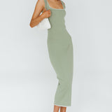 North Shore Blanket Stitch Knit Maxi Dress Sage