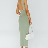 North Shore Blanket Stitch Knit Maxi Dress Sage