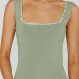 North Shore Blanket Stitch Knit Maxi Dress Sage