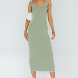 North Shore Blanket Stitch Knit Maxi Dress Sage