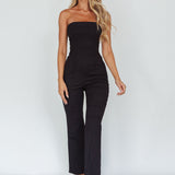 What's The Catch Strapless Jumpsuit Black