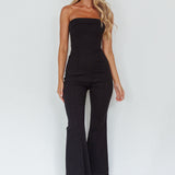 What's The Catch Strapless Jumpsuit Black