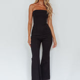 What's The Catch Strapless Jumpsuit Black