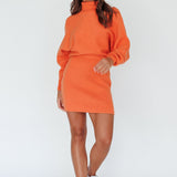 North Star High Neck Sweater Mini Dress Orange