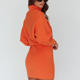 North Star High Neck Sweater Mini Dress Orange