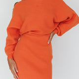 North Star High Neck Sweater Mini Dress Orange