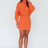 North Star High Neck Sweater Mini Dress Orange