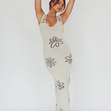 Sunland Knit Maxi Dress Flower Cream