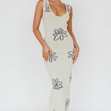 Sunland Knit Maxi Dress Flower Cream