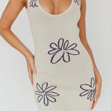 Sunland Knit Maxi Dress Flower Cream