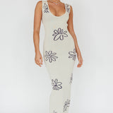 Sunland Knit Maxi Dress Flower Cream