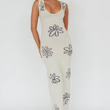 Sunland Knit Maxi Dress Flower Cream