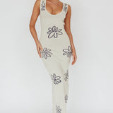 Sunland Knit Maxi Dress Flower Cream
