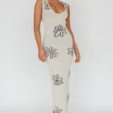 Sunland Knit Maxi Dress Flower Cream