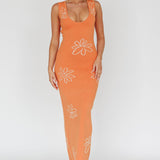 Sunland Knit Maxi Dress Flower Tangerine