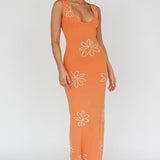 Sunland Knit Maxi Dress Flower Tangerine