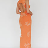 Sunland Knit Maxi Dress Flower Tangerine