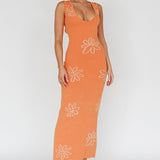 Sunland Knit Maxi Dress Flower Tangerine