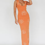 Sunland Knit Maxi Dress Flower Tangerine