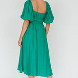 Lille Puff Sleeve Midi Dress Green