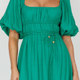 Lille Puff Sleeve Midi Dress Green