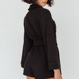 Cy Long Sleeve Knit Romper Black