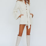 Cy Long Sleeve Knit Romper Cream