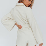 Cy Long Sleeve Knit Romper Cream