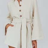 Cy Long Sleeve Knit Romper Cream
