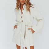Cy Long Sleeve Knit Romper Cream