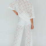 Abraya Lace Overlay Pants White