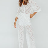 Abraya Lace Overlay Pants White